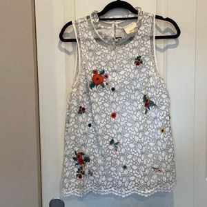 White embroidered Anthropologie top